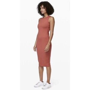 Lululemon Picnic Play Dress 2 Small BRKR Brick Rose Full On Luon Midi Fitted